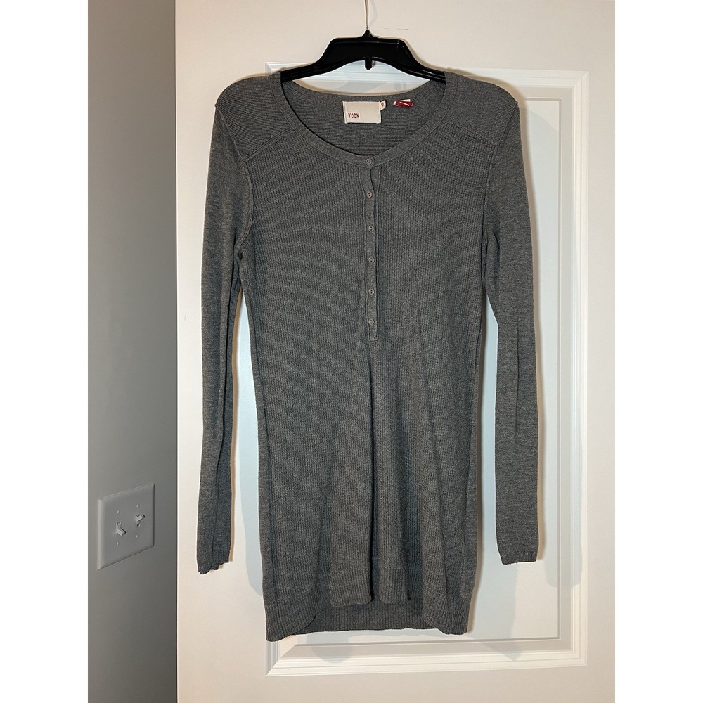 Anthropologie YOON Women's Long Sleeve Knit/Tunic Top Grey Size Medium